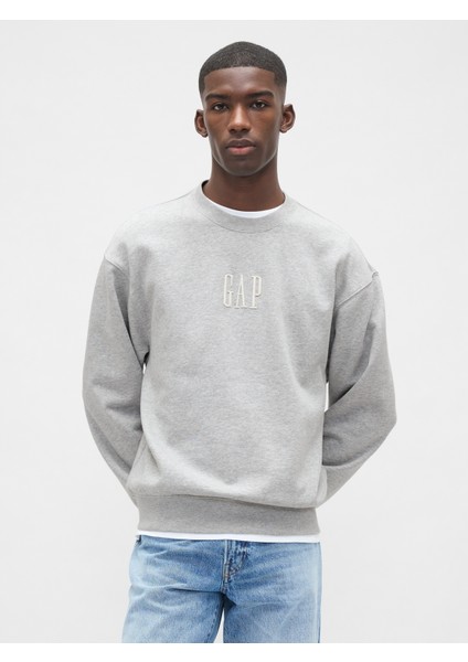 Erkek Gri Heavyweight Oversized Logo Sweatshirt