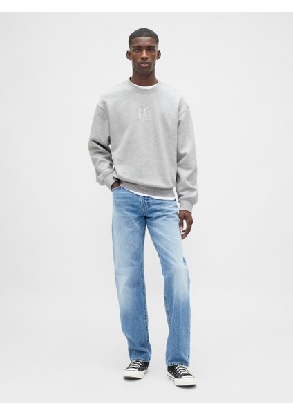 Erkek Gri Heavyweight Oversized Logo Sweatshirt indirimleri