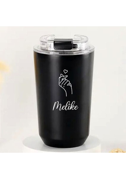 Kişiye Özel Retro Stil 240ML Vakumlu Isı Korumalı El Kalp Baskılı Termos Kupa