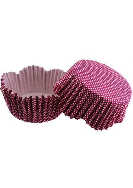Cupcake Kalıbı Pet Kapsül Dalgalı Kek Kalıbı 65X38 mm (100 Adet) Mor Küçük Puanlı