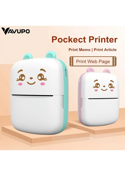 Mini Taşınabilir Kablosuz Termal Yazıcı – 200DPI – Android & Ios Uyumlu – Fotoğraf, Etiket, Not Baskı – Mürekkepsiz