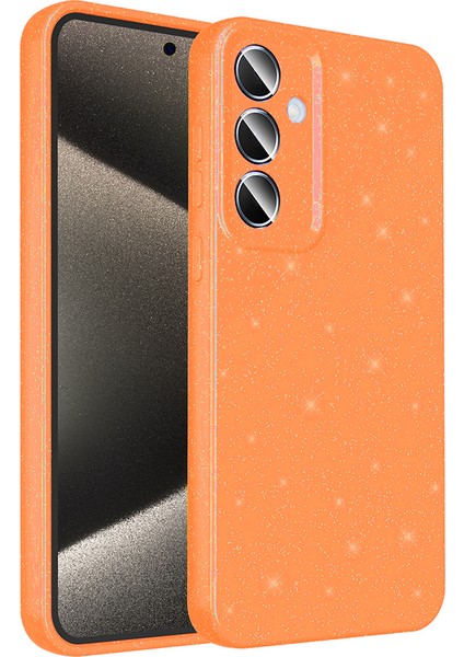 Galaxy A15 Kılıf Kamera Korumalı Simli Lüks Zore Koton Kapak - Turuncu