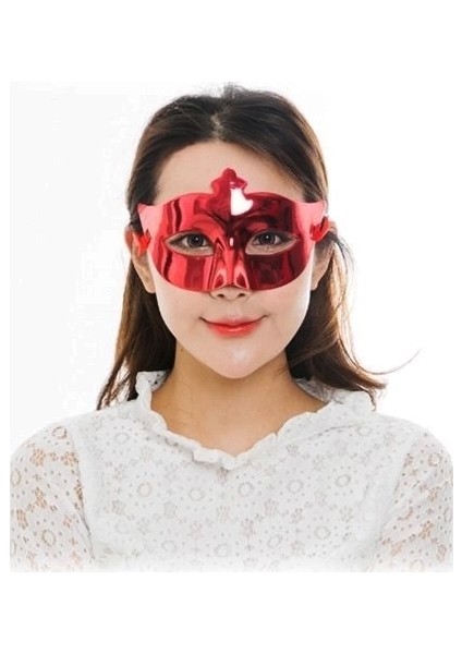 Bfs Kırmızı Renk Kostüm Partisi Ekstra Parlak Balo Maskesi 15X10 cm fiyatları