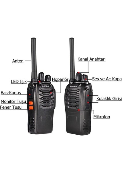 BF-88E Lisanssız Pmr El Telsizi 2li Set Kulaklık Hediy fırsatları