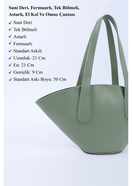 Mint Yeşil SHK124 Suni Deri, Astarlı, Fermuarlı,tek Bölmeli El, Kol ve Omuz Çantası modelleri