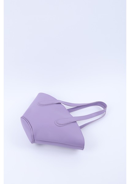 Lila SHK124 Suni Deri, Astarlı, Fermuarlı,tek Bölmeli El, Kol ve Omuz Çantası