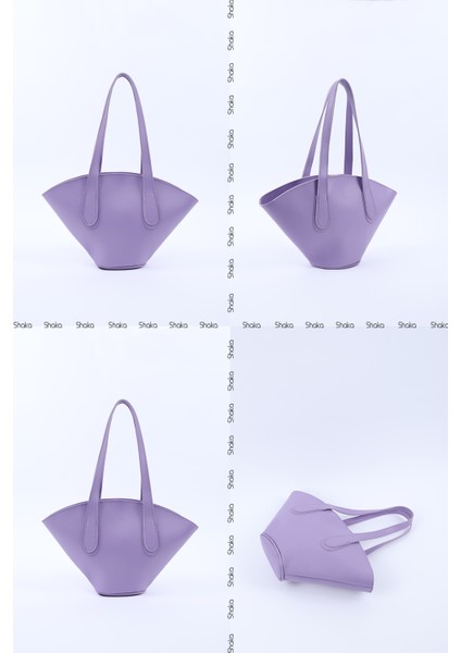 Lila SHK124 Suni Deri, Astarlı, Fermuarlı,tek Bölmeli El, Kol ve Omuz Çantası