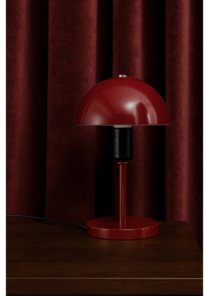 Modern Bordo Metal Masa Lambası – Mantar Başlıklı Dekoratif Masa ve Komodin Lambası modelleri