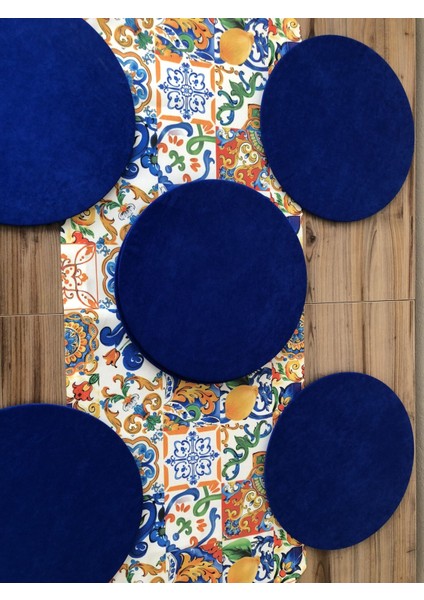 Sulu Boya Çini Limon Desenli Runner & Supla modelleri