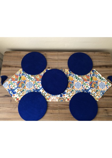 Sulu Boya Çini Limon Desenli Runner & Supla fırsatları