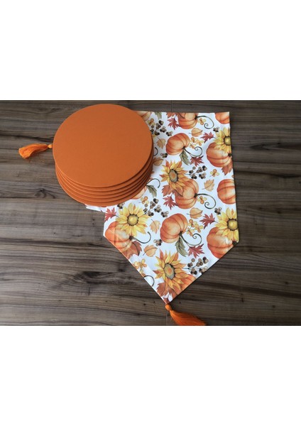 Balkabağı Desenli Runner & Supla