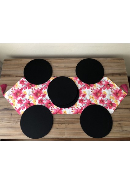 Fuşya Sarı Büyük Çiçek Desenli Runner & Supla fiyatları