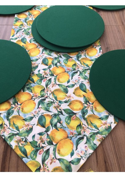 Vintage Limonlar Desenli Runner & Supla fırsatları