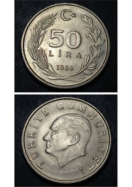 3996368991629B9B62 1986 50 Lira Çil %75 Bakır Para