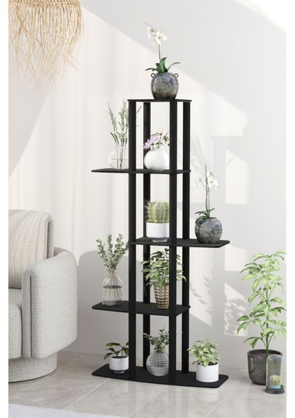 Gardenya Çok Katlı Çiçeklik Saksılık Siyah