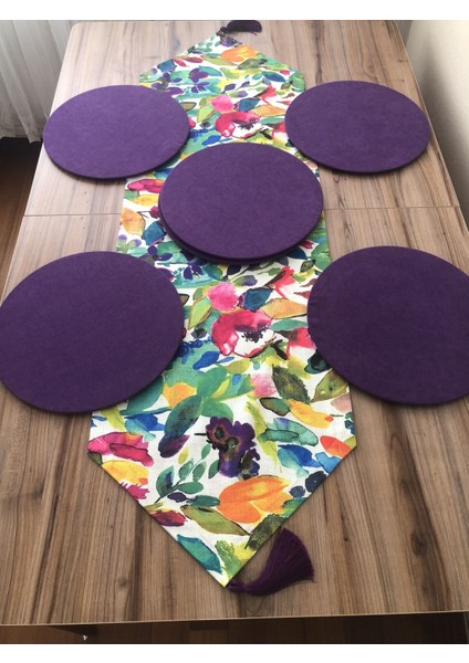 Sulu Boya Renli Yaprak Desenli Runner & Supla fırsatları