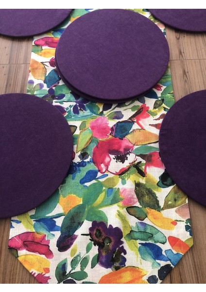 Sulu Boya Renli Yaprak Desenli Runner & Supla indirimleri