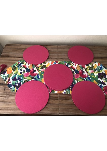 Sulu Boya Renkli Yapraklar Desenli Runner & Supla fiyatları