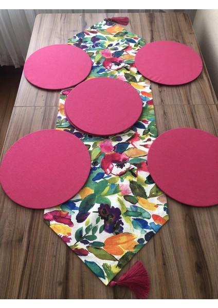 Sulu Boya Renkli Yapraklar Desenli Runner & Supla modelleri