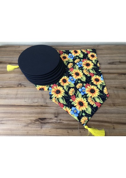 Ayçiçek Desenli Runner & Supla