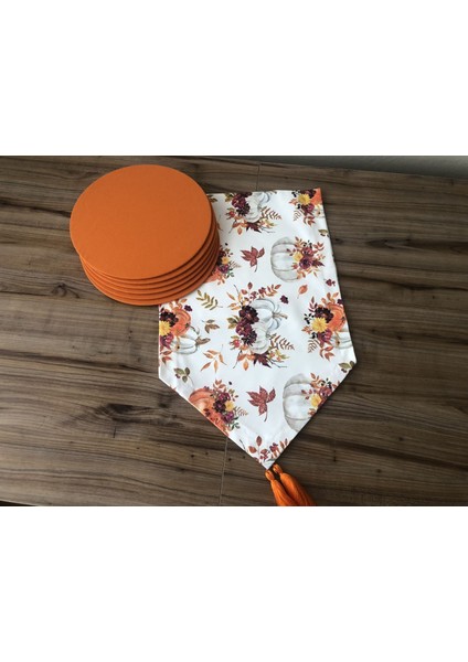 Çiçekli Balkabağı Desenli Runner & Supla