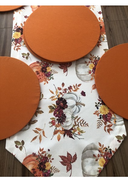 Çiçekli Balkabağı Desenli Runner & Supla fırsatları