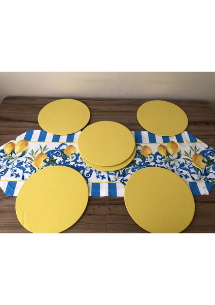 Mavi Çizgili Limon Desenli Runner & Supla fiyatları