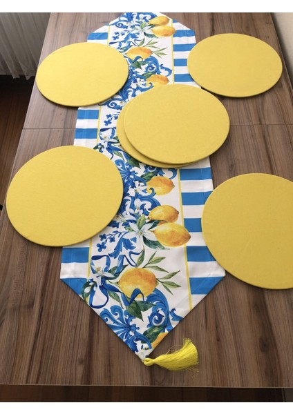 Mavi Çizgili Limon Desenli Runner & Supla modelleri