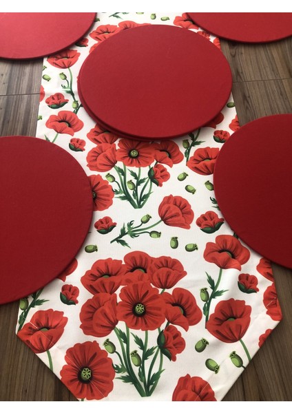 Kırmızı Gelincik Desenli Runner & Supla fırsatları