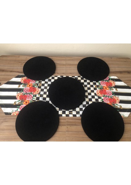 Damalı Kırmızı Gül Desenli Runner & Supla fiyatları