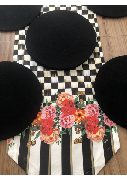 Damalı Kırmızı Gül Desenli Runner & Supla fırsatları