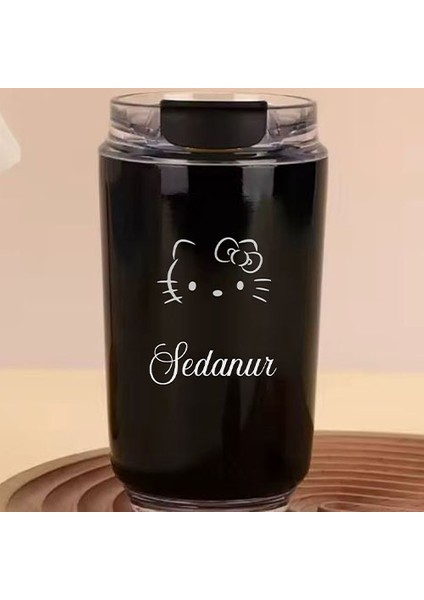 Kişiye Özel Retro Stil 240ML Vakumlu Isı Korumalı Hello Kitty Baskılı Termos Kupa