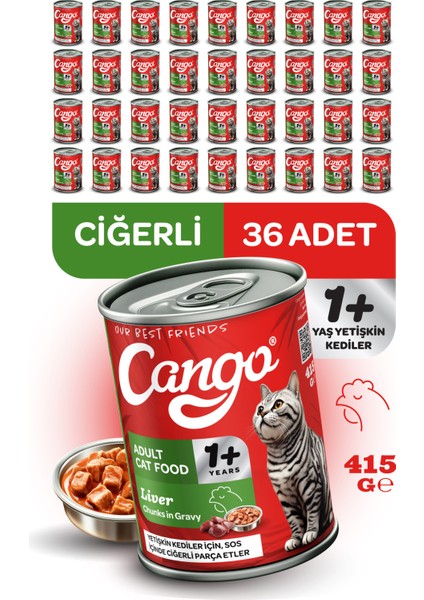 Yetişkin Yaş Kedi Maması Ciğerli 415GR 36LI