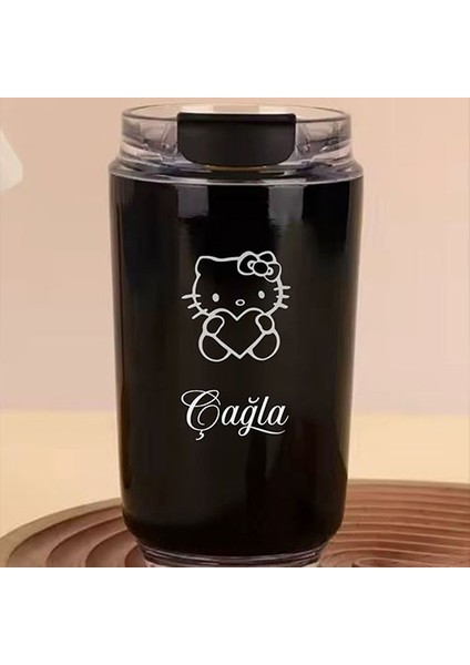 Kişiye Özel Retro Stil 240ML Vakumlu Isı Korumalı Hello Kitty Baskılı Termos Kupa