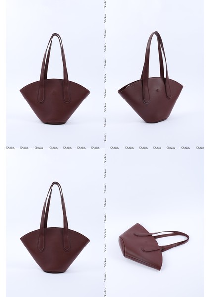 Bordo SHK124 Suni Deri, Astarlı, Fermuarlı,tek Bölmeli El, Kol ve Omuz Çantası