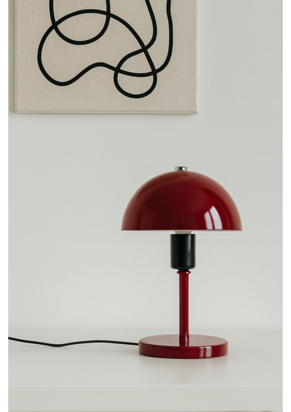 Modern Bordo Metal Masa Lambası – Mantar Başlıklı Dekoratif Masa ve Komodin Lambası fiyatları