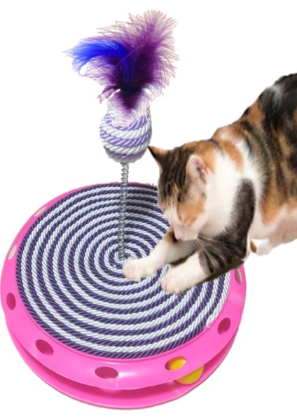 TİNEKE Tek Katlı Kedi Oyuncağı ve Tırmalama MOR BEYAZ
