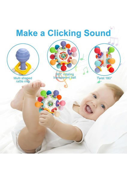 Bebek Montessori Duyusal Diş Kaşıyıcı Top – Motor Becerileri Gelişim Oyuncağı - Çok Renkli fiyatları