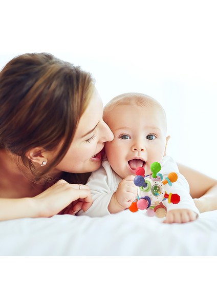 Bebek Montessori Duyusal Diş Kaşıyıcı Top – Motor Becerileri Gelişim Oyuncağı - Çok Renkli