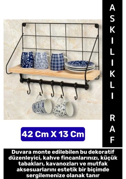 Dayanıklı Kolay Montaj Mutfak Kahve Köşesi Dolap Tezgah Üstü Düzenleyici Estetik Metal Askılıklı Raf