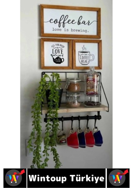 Dayanıklı Kolay Montaj Mutfak Kahve Köşesi Dolap Tezgah Üstü Düzenleyici Estetik Metal Askılıklı Raf fiyatları