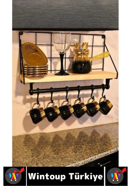 Dayanıklı Kolay Montaj Mutfak Kahve Köşesi Dolap Tezgah Üstü Düzenleyici Estetik Metal Askılıklı Raf modelleri
