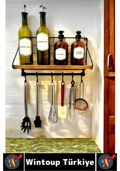 Dayanıklı Kolay Montaj Mutfak Kahve Köşesi Dolap Tezgah Üstü Düzenleyici Estetik Metal Askılıklı Raf fırsatları