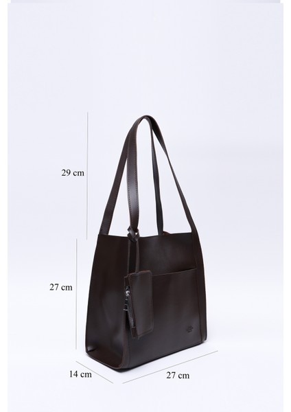 Kahve Rengi SHK123 Suni Deri, Çıtçıtlı, Iki Bölmeli, Cüzdanlı, Makyaj Çantalı, Askılı, El, Kol ve Omuz Çantası fiyatları