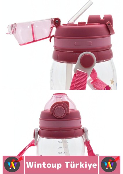 Dayanıklı Tritan Ev Ofis Çocuk Okul Spor Bpa Içermeyen Askılı Eğlenceli Renkli Pipetli Suluk 550 ml modelleri