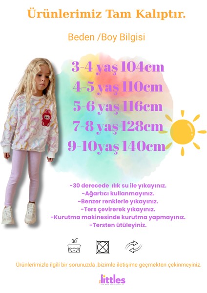 Peluş Labubu Bebek Figürlü Çiçekli Pamuklu Kumaş Beli Lastikli Esnek Taytlı Kız Çocuk Ikili Takım fiyatları