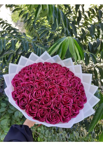 41 Li LED Işıklı Solmayan Gül Bordo Gül Dışı Beyaz Isteme, Söz, Nişan, Mezuniyet Için Ideal