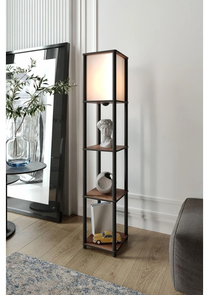 Sakura Raflı Lambader Ceviz, 1. Sınıf Mdf ve Pvc Başlık