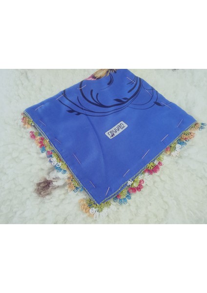 ve Reyhan %100 Pamuk Yazma Üzerine Tamamı El Işi Dört Tarafı Oyalı Yazma, Eşarp, Mevlit Örtüsü 100 x 100CM