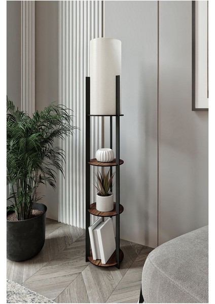 Radiante Yuvarlak Raflı Lambader Ceviz fiyatları